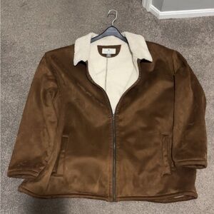Luxurious Brown Bomber Jacket with Cream Lining